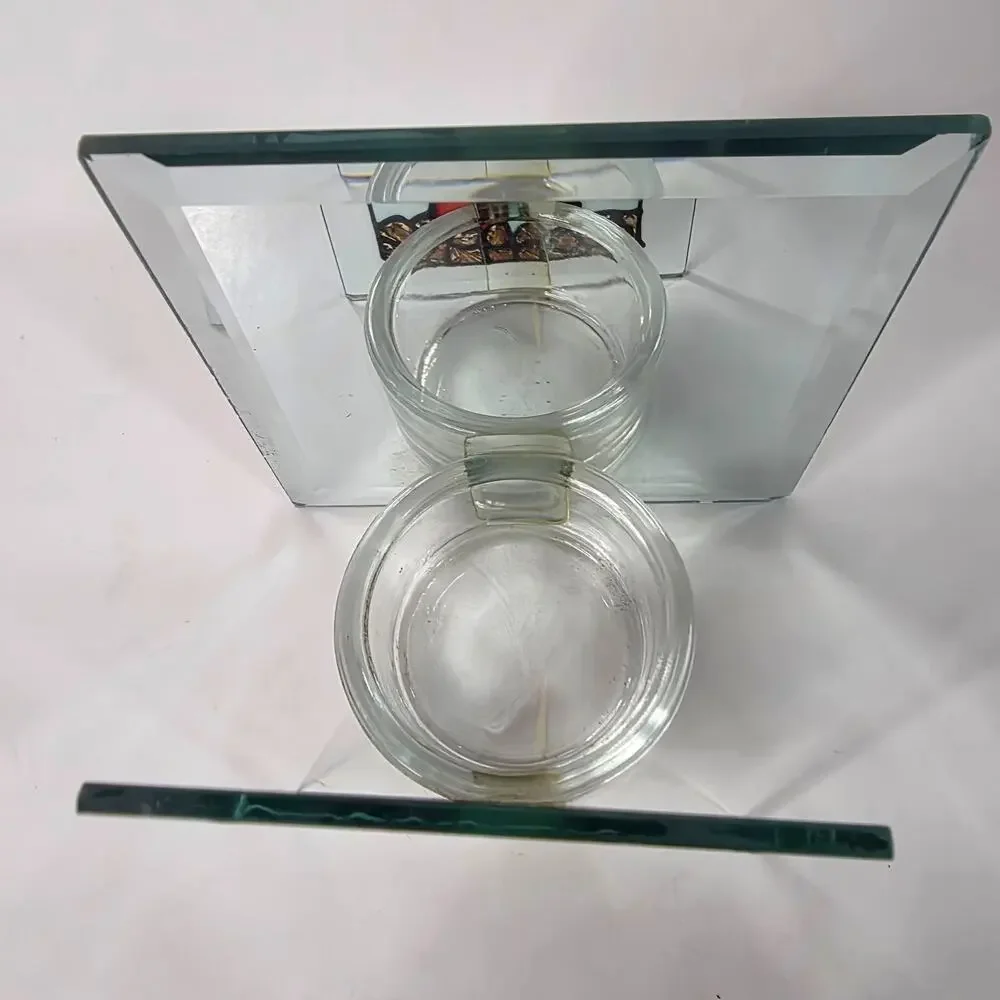 Lighthouse Stained Glass Votive Tea Light Candle Holder Mirror Nautical Decor